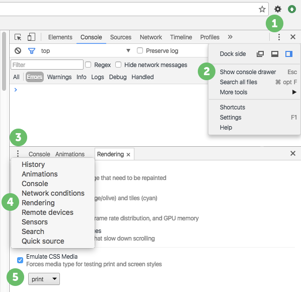 Testing print stylesheets using Chrome DevTools