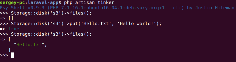 Testing storage using tinker tool