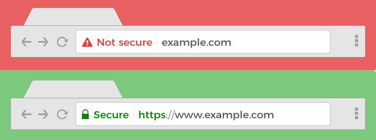 Secure and not secure connection in browser preview